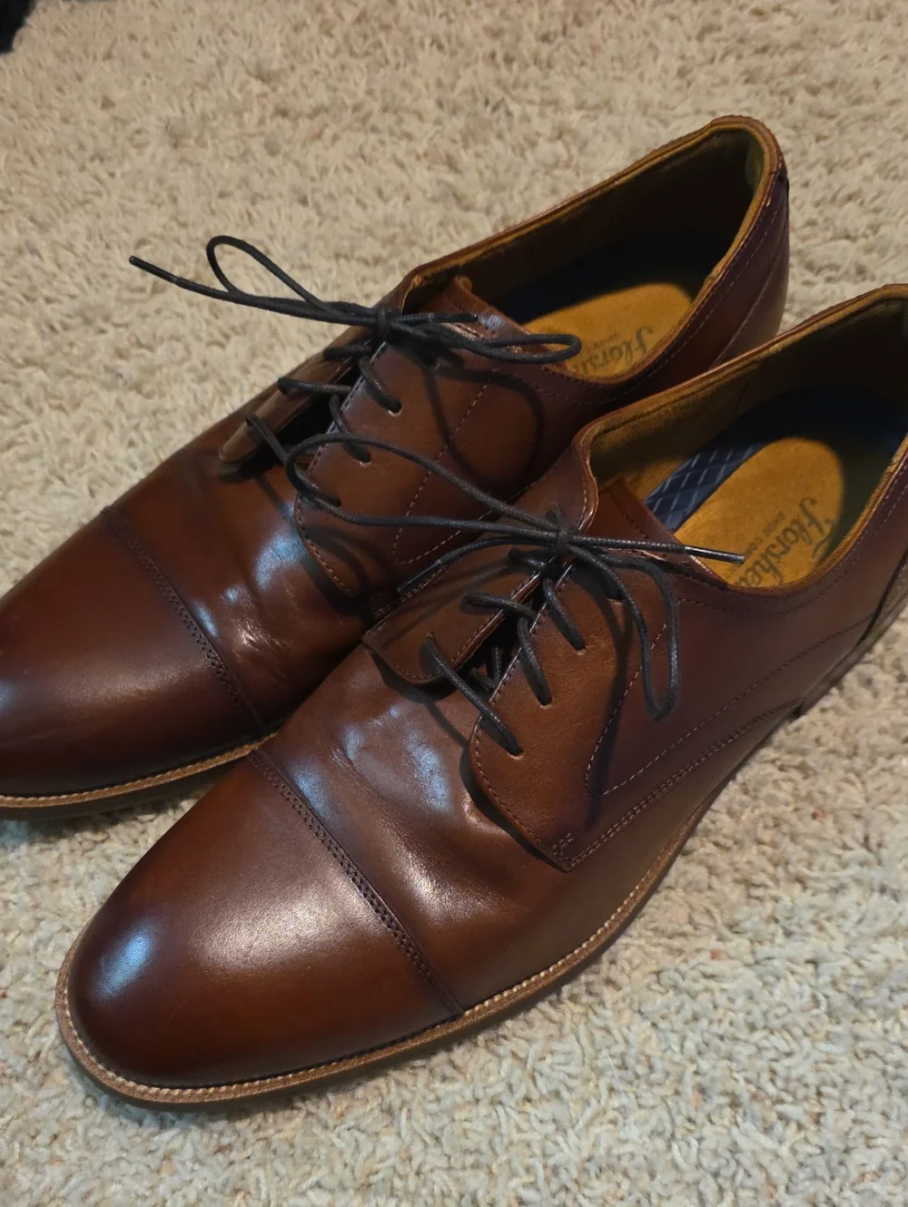 Florsheim Men's Brown Leather Cap-Toe Derbys Size 13